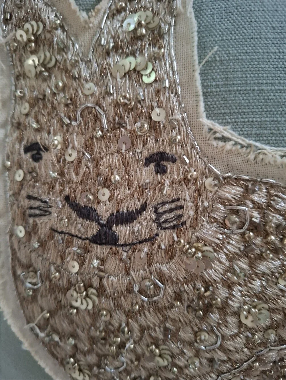 Pottery Barn Jeweled Bunny Decorative Pillow Sage Green